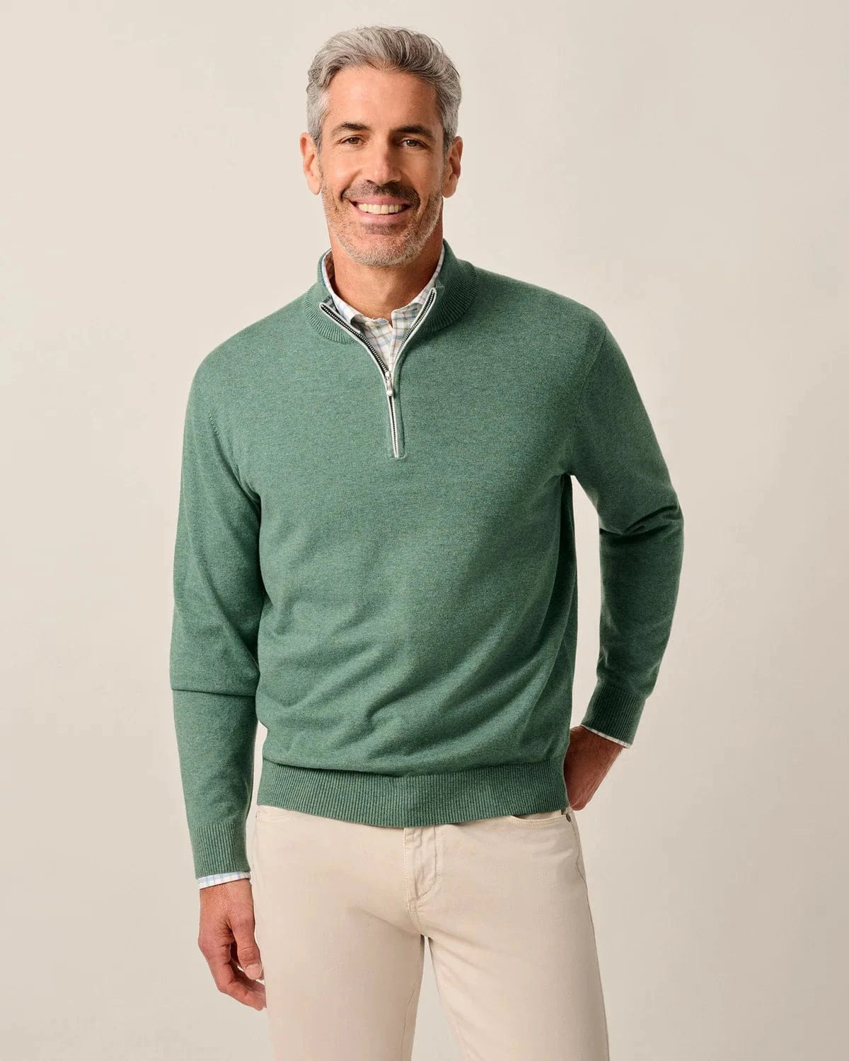 Johnnie-O 1/4 Zip ROVER / S Desmond Plaited Cotton Blend 1/4 Zip Sweater