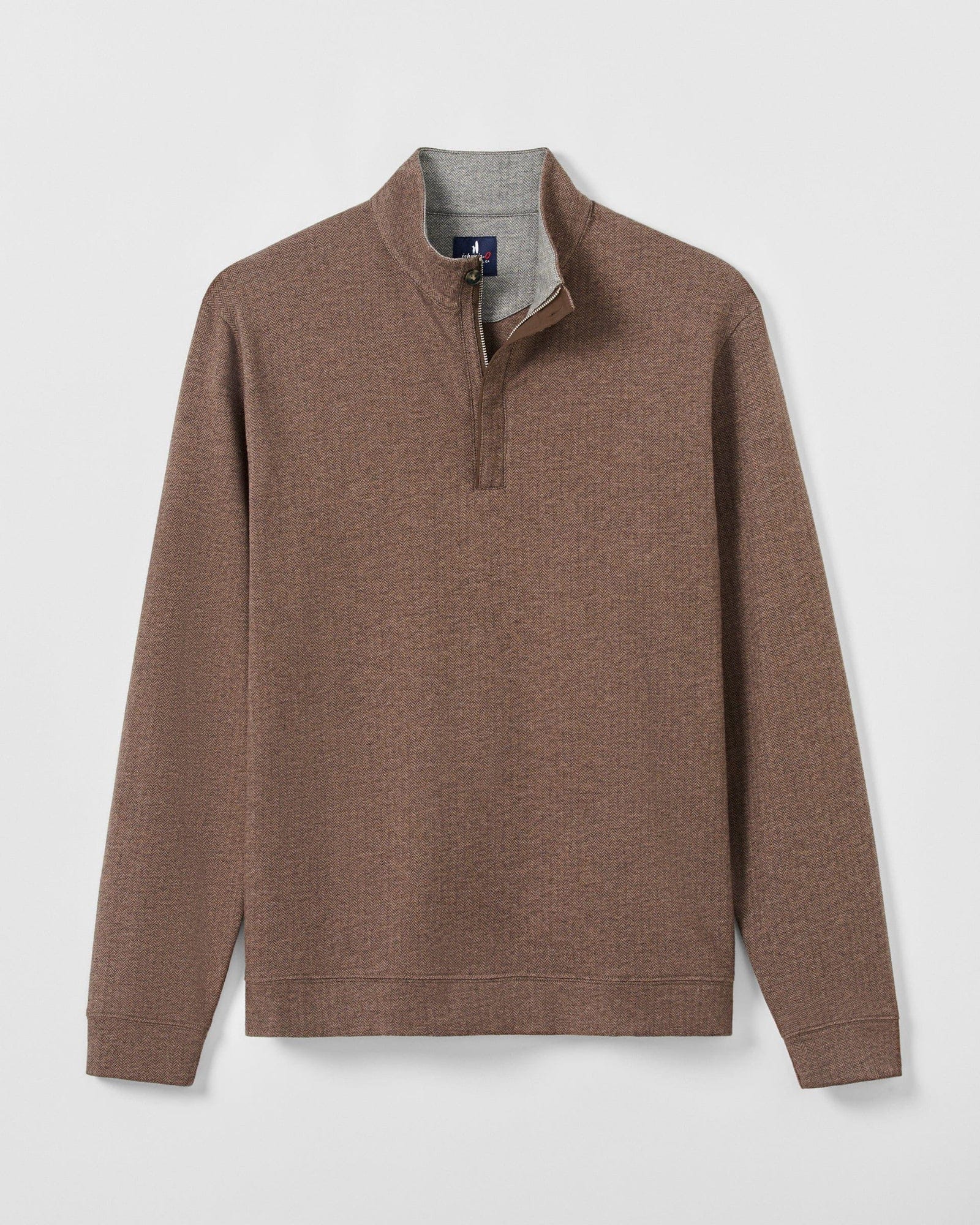 Johnnie-O 1/4 Zip Rubin Herringbone Cotton Cashmere 1/4 Zip Pullover