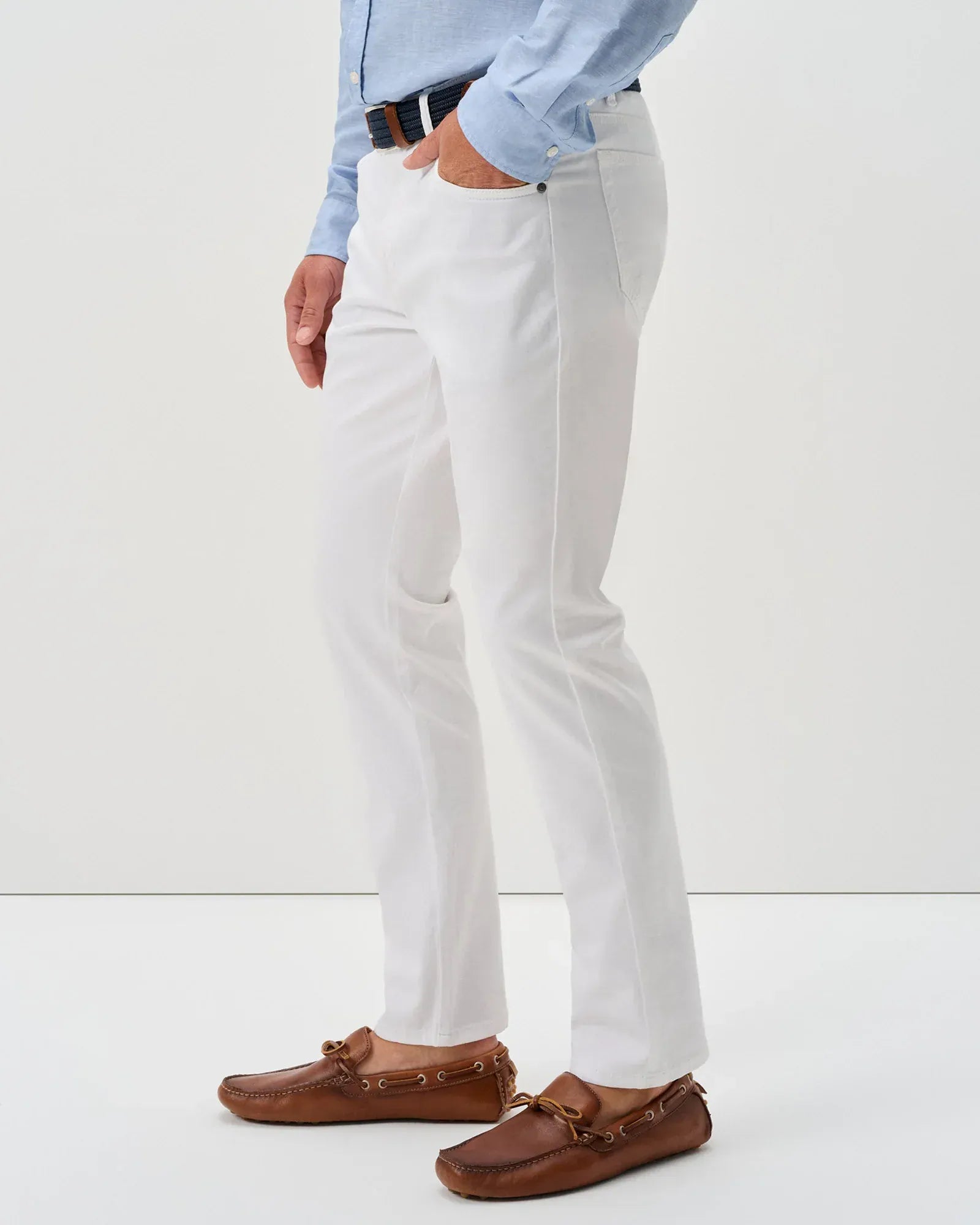 Johnnie-O 5-Pockets Carmel Sateen 5-Pocket Pant in White