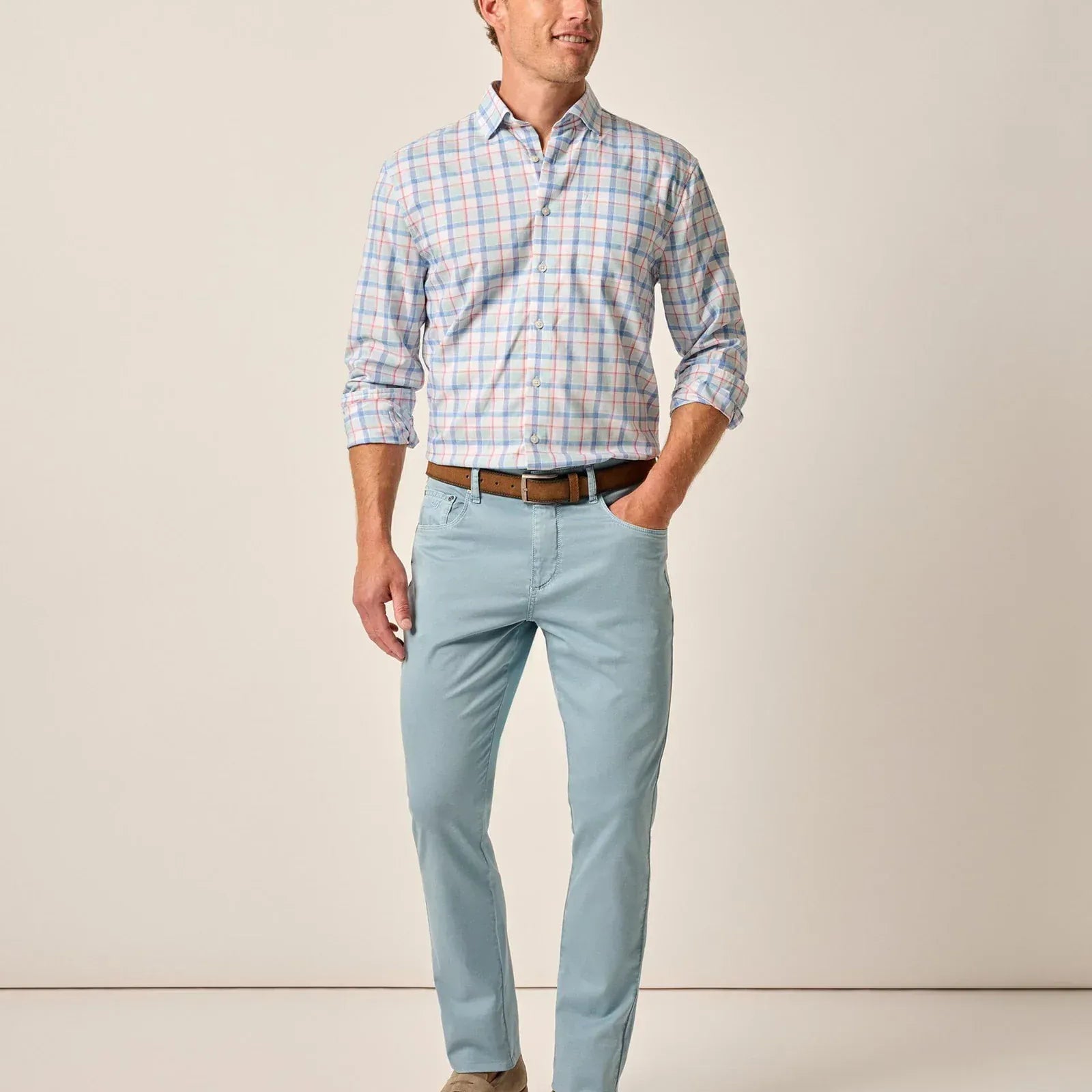 Johnnie-O 5-Pockets Carmel Sateen 5-Pocket Pant in Windward Blue