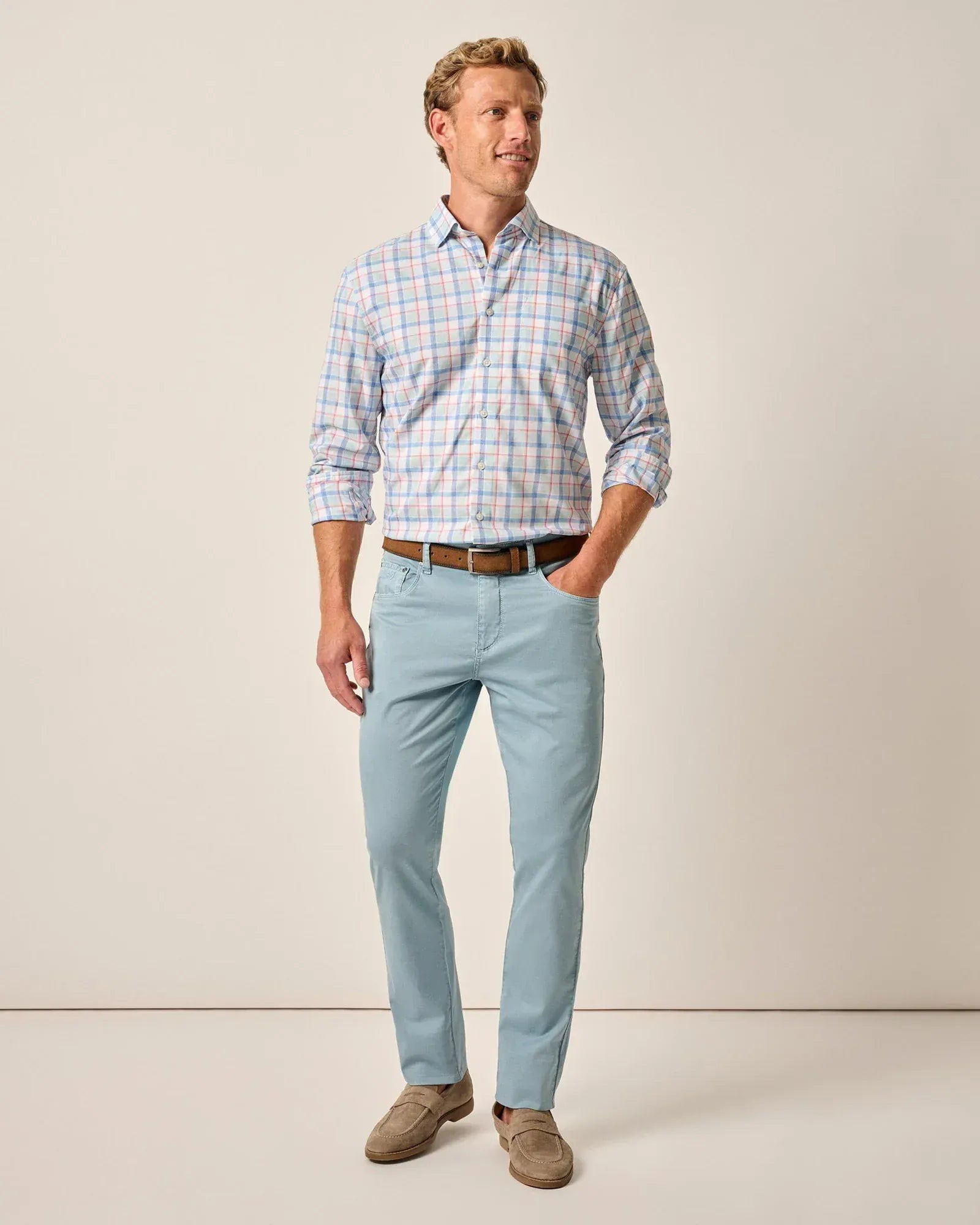 Johnnie-O 5-Pockets Carmel Sateen 5-Pocket Pant in Windward Blue