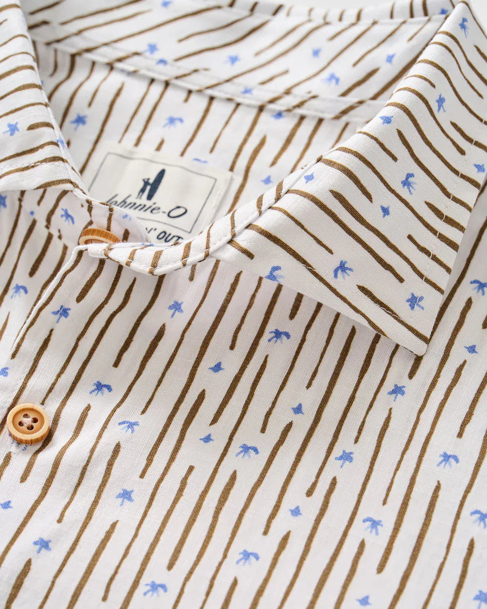 Johnnie-O Camp Shirt Cotton Blend Short Sleeve Button Down Shirt