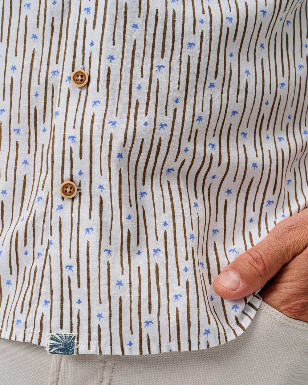 Johnnie-O Camp Shirt Cotton Blend Short Sleeve Button Down Shirt