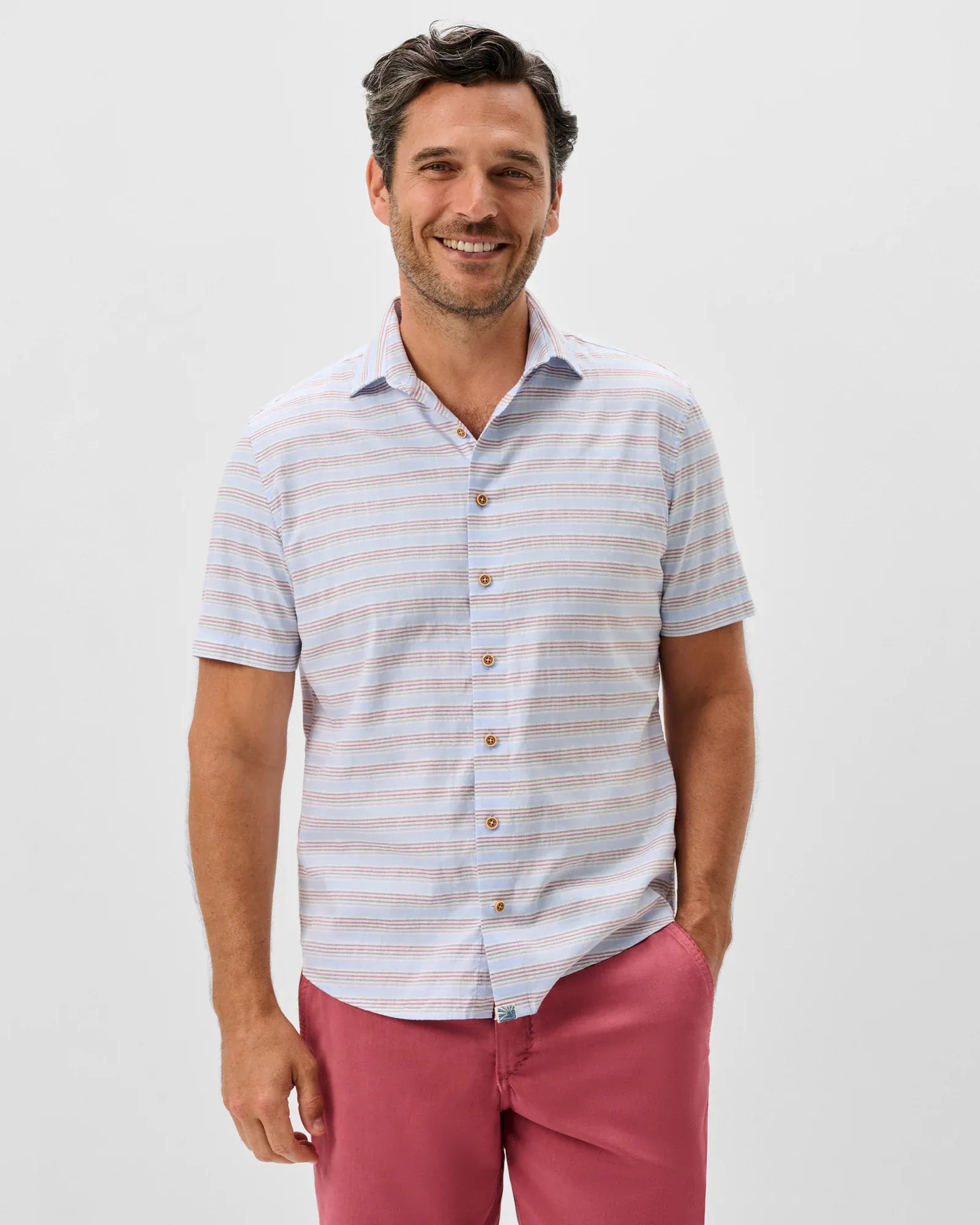 Johnnie-O Camp Shirt Leander Cotton Blend Button Down Shirt
