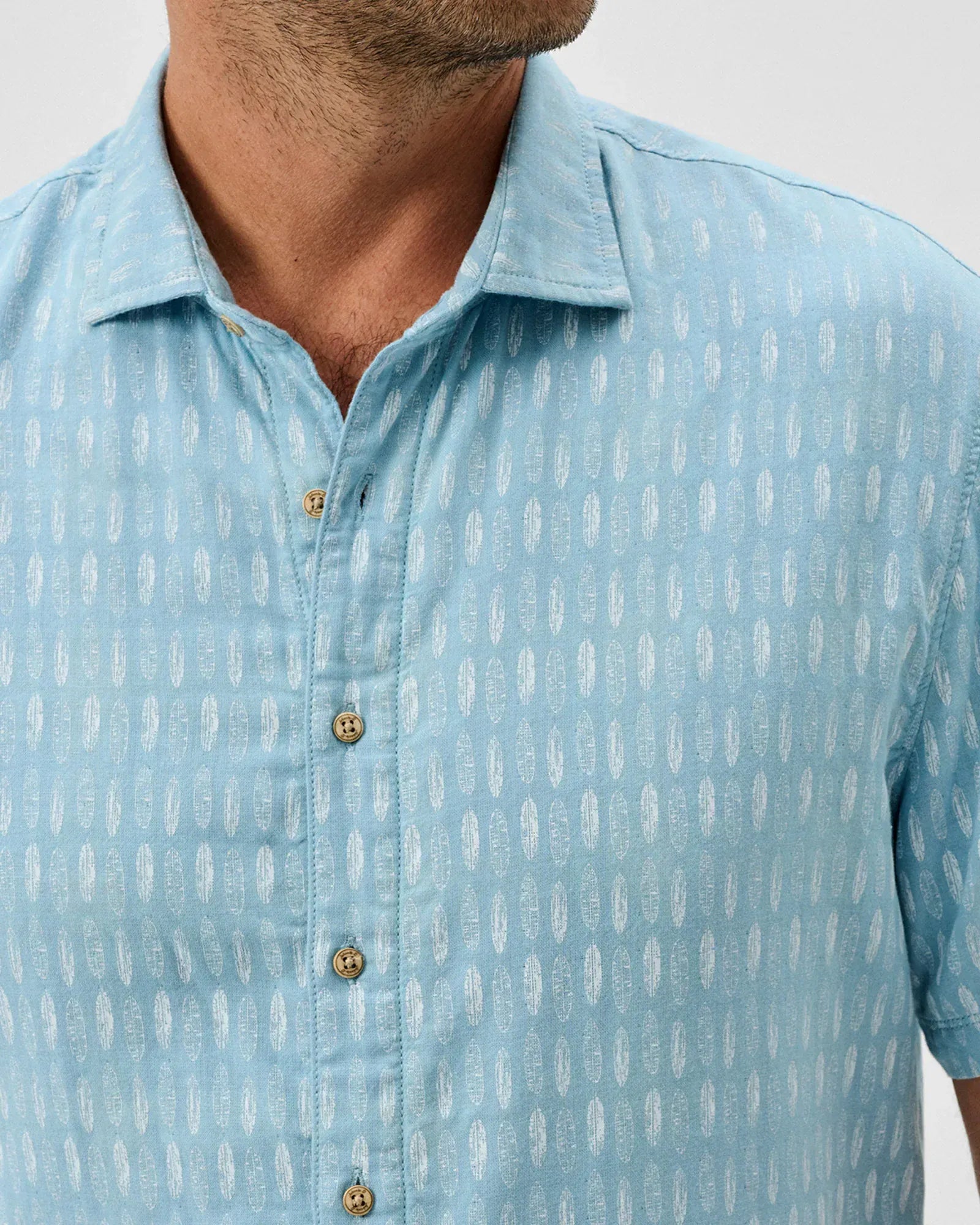 Johnnie-O Camp Shirt Short Sleeve Button Down Surf Shirt in Maliblu