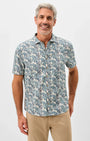Johnnie-O Camp Shirt Short Sleeve Button Down Surf Shirt in Wake
