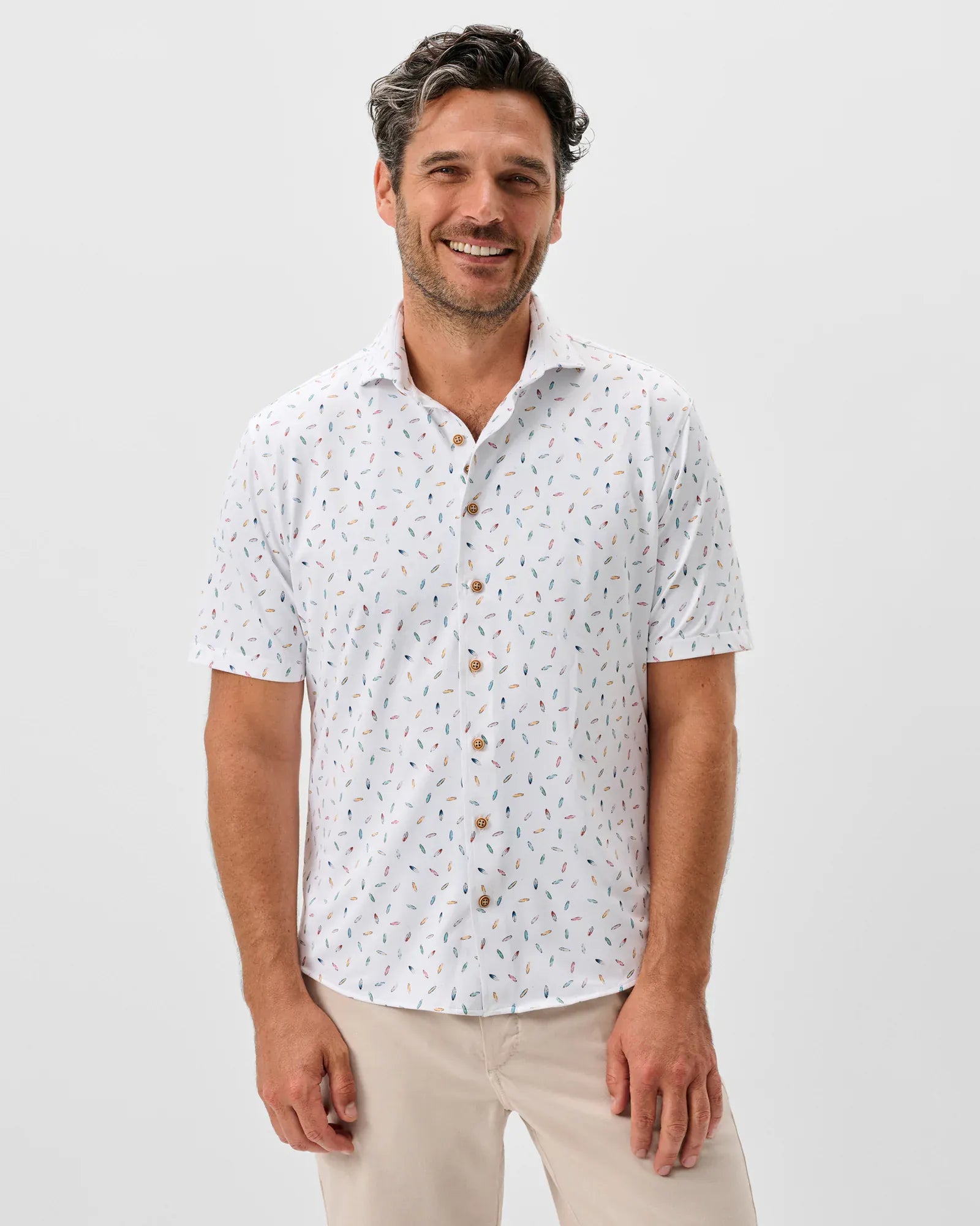 Johnnie-O Camp Shirt Shortboard Print Short Sleeve Button Down Shirt