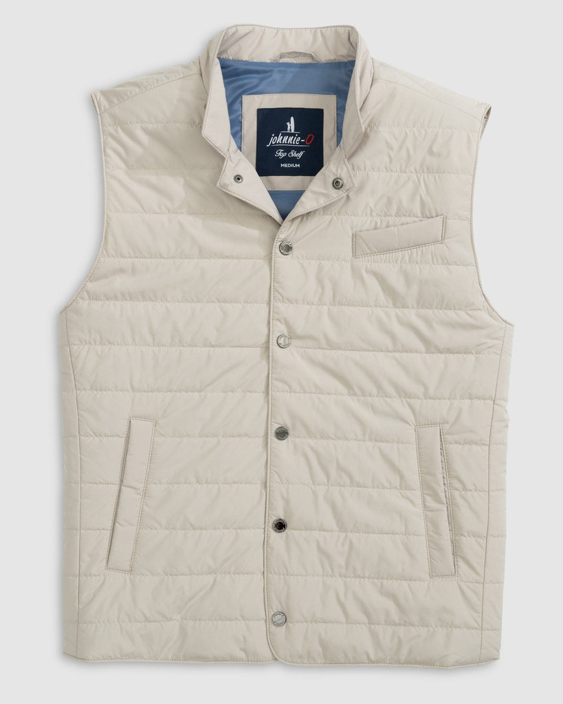 Johnnie O Outerwear Apo Quilted Button Up Vest - Tan