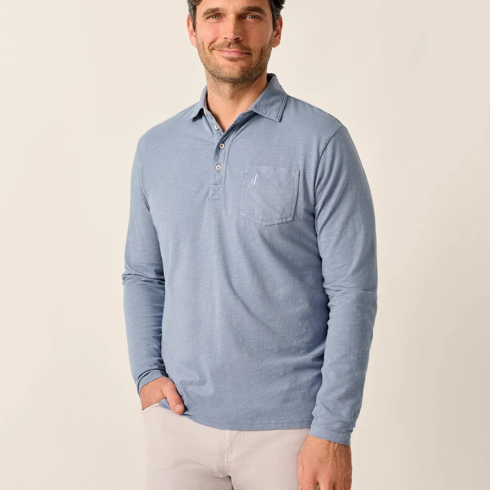 Johnnie-O Polos Cloudburst / S Long Sleeve Original 4-Button Polo - Coastal Wash