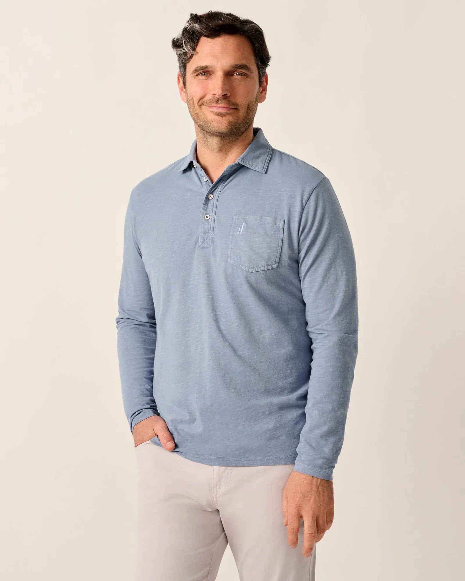 Johnnie-O Polos Cloudburst / S Long Sleeve Original 4-Button Polo - Coastal Wash