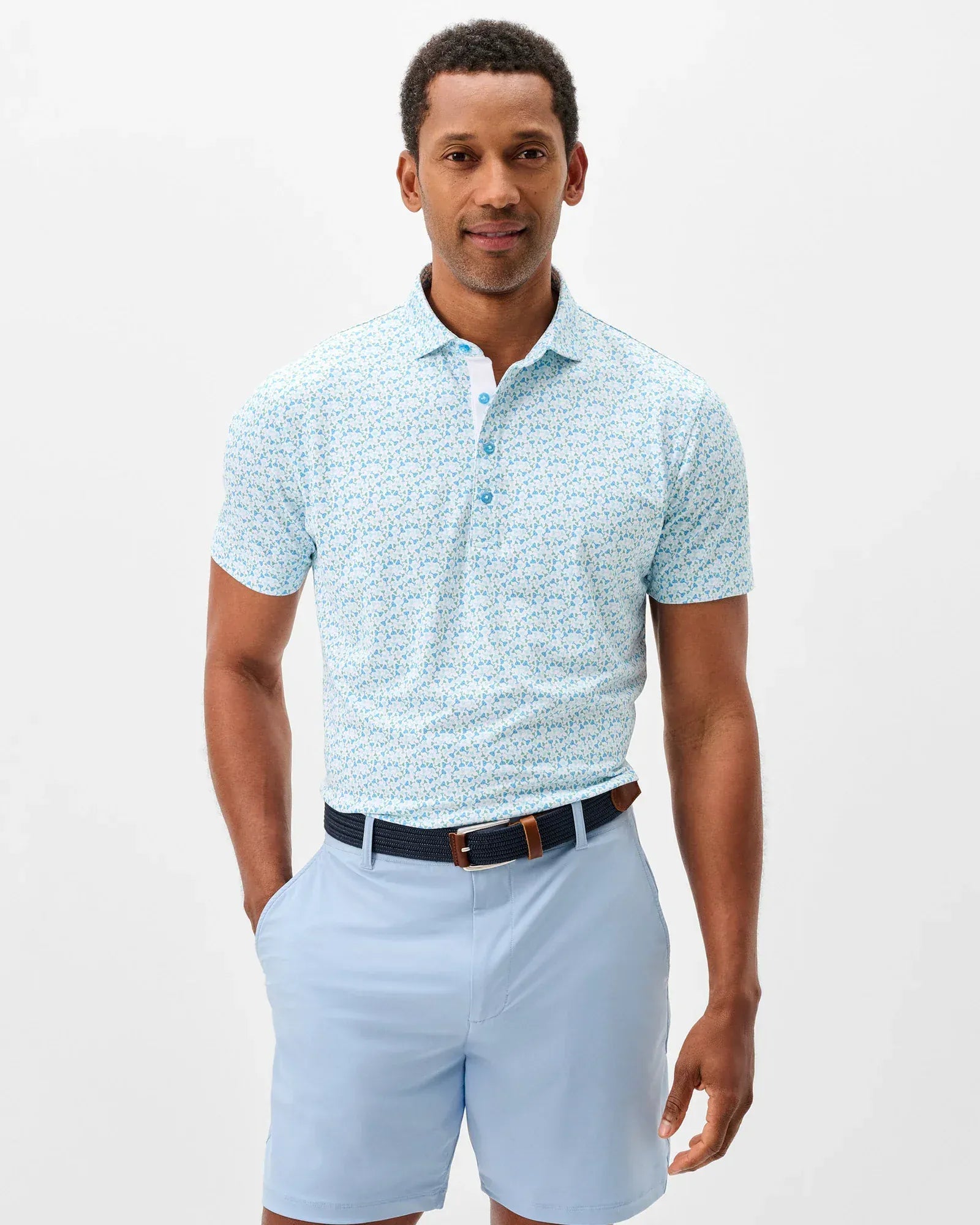 Johnnie-O Polos Cocktail Time Performance Mesh Polo in Dolphin