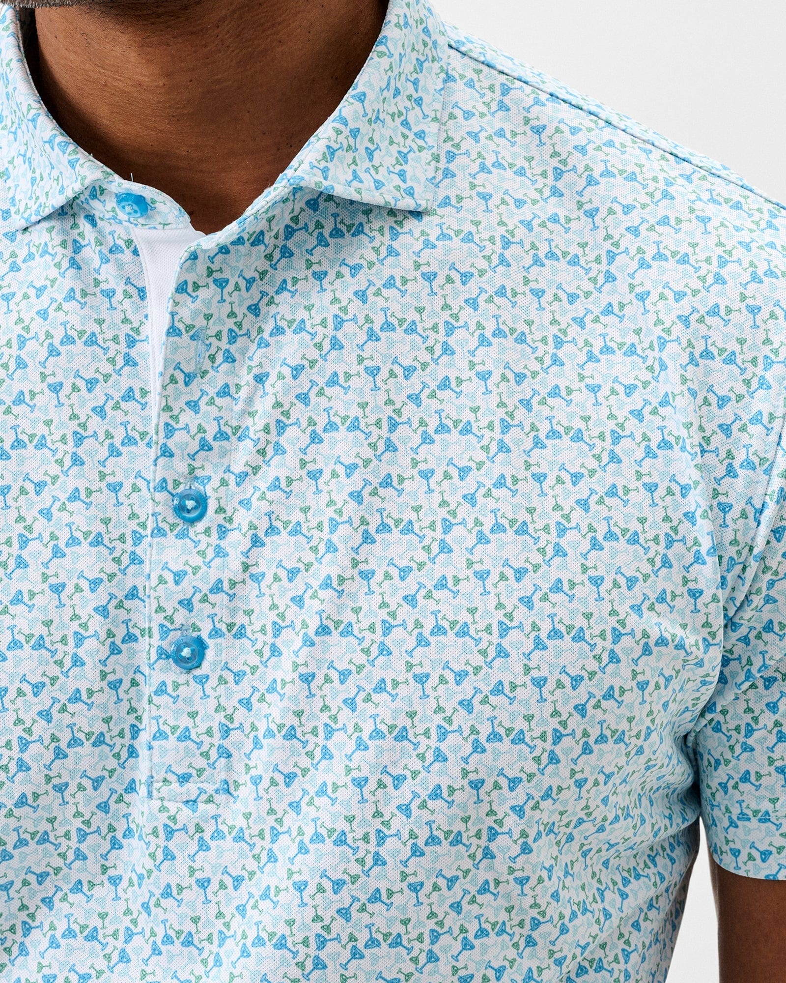 Johnnie-O Polos Cocktail Time Performance Mesh Polo in Dolphin