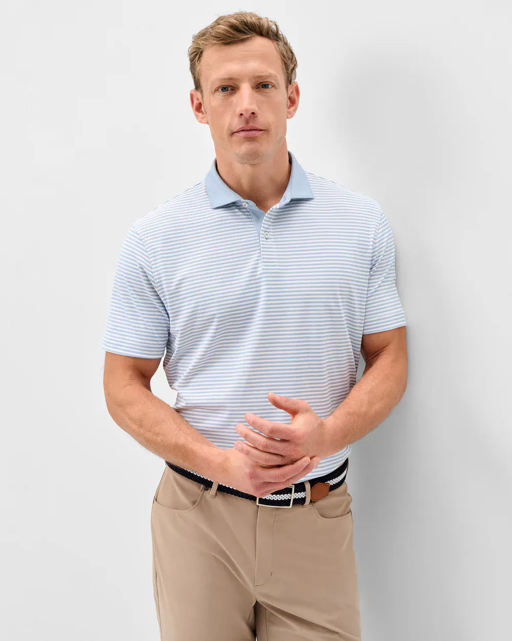 Johnnie-O Polos Cruz Solid Collar Performance Mesh Polo