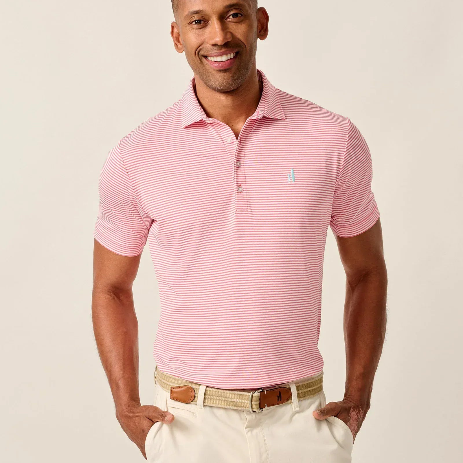 Johnnie-O Polos Dru Performance Mesh Polo in Azalea