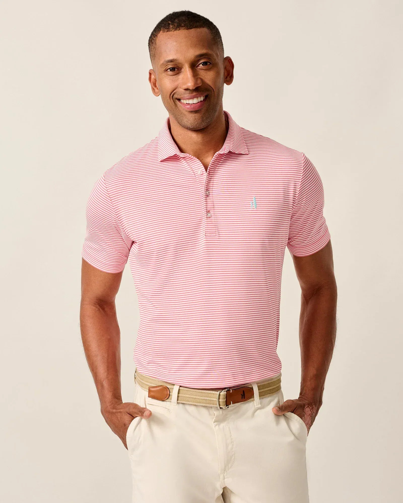 Johnnie-O Polos Dru Performance Mesh Polo in Azalea
