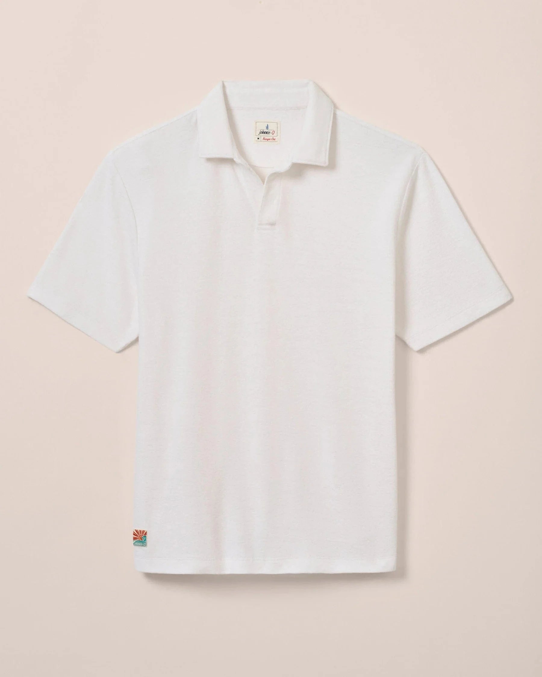 Johnnie O Polos Frankie French Terry Johnny Collar Polo - White