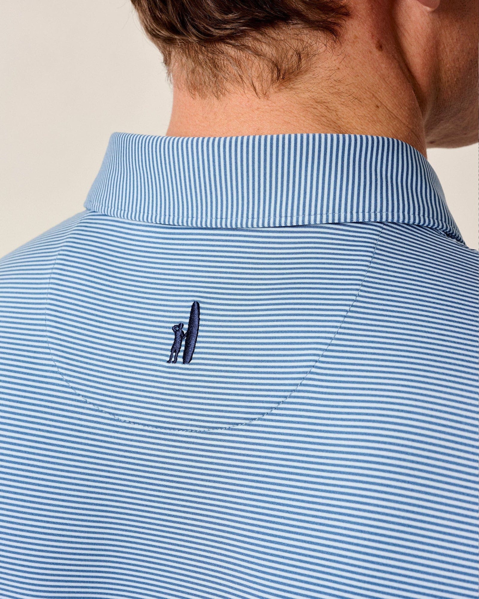 Johnnie-O Polos Lyndonn Stripe Performance Jersey Polo in Kona Lake