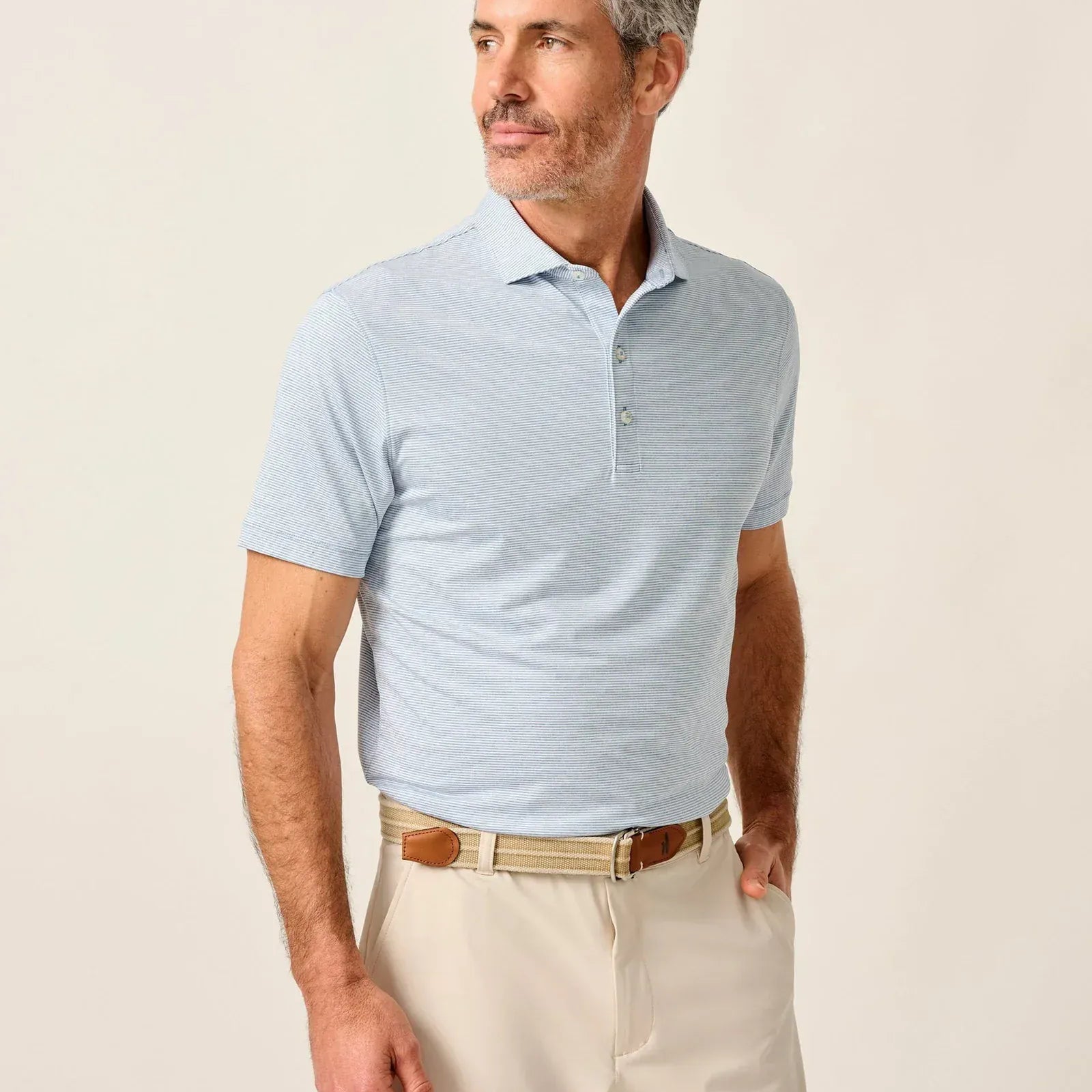 Johnnie-O Polos Lyndonn Stripe Performance Jersey Polo in Tide