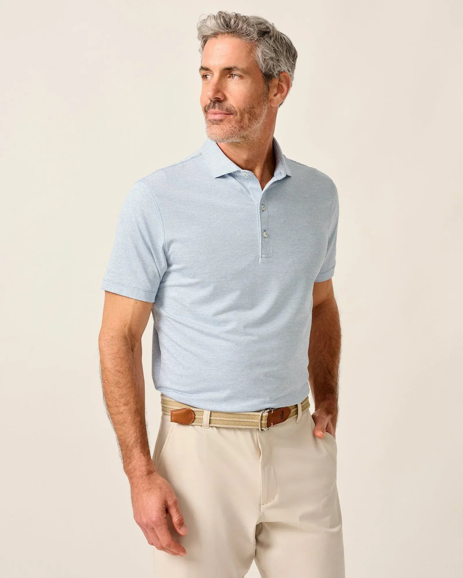 Johnnie-O Polos Lyndonn Stripe Performance Jersey Polo in Tide