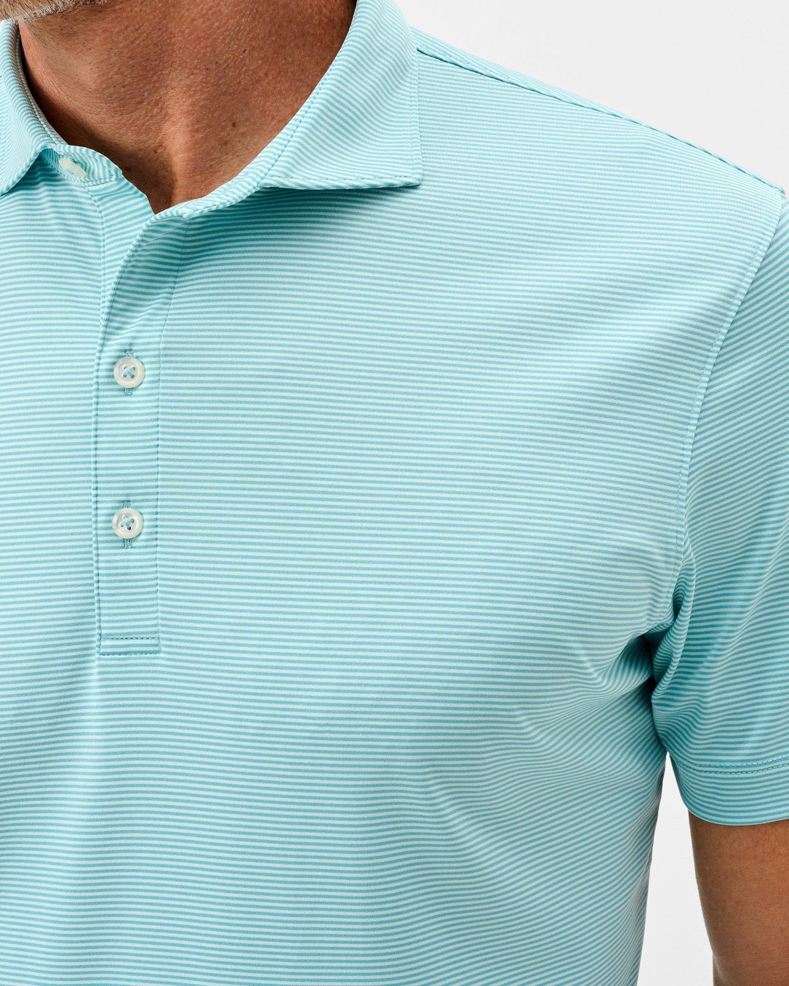 Johnnie-O Polos Lyndonn Stripe Performance Jersey Polo in Tropical Celeste