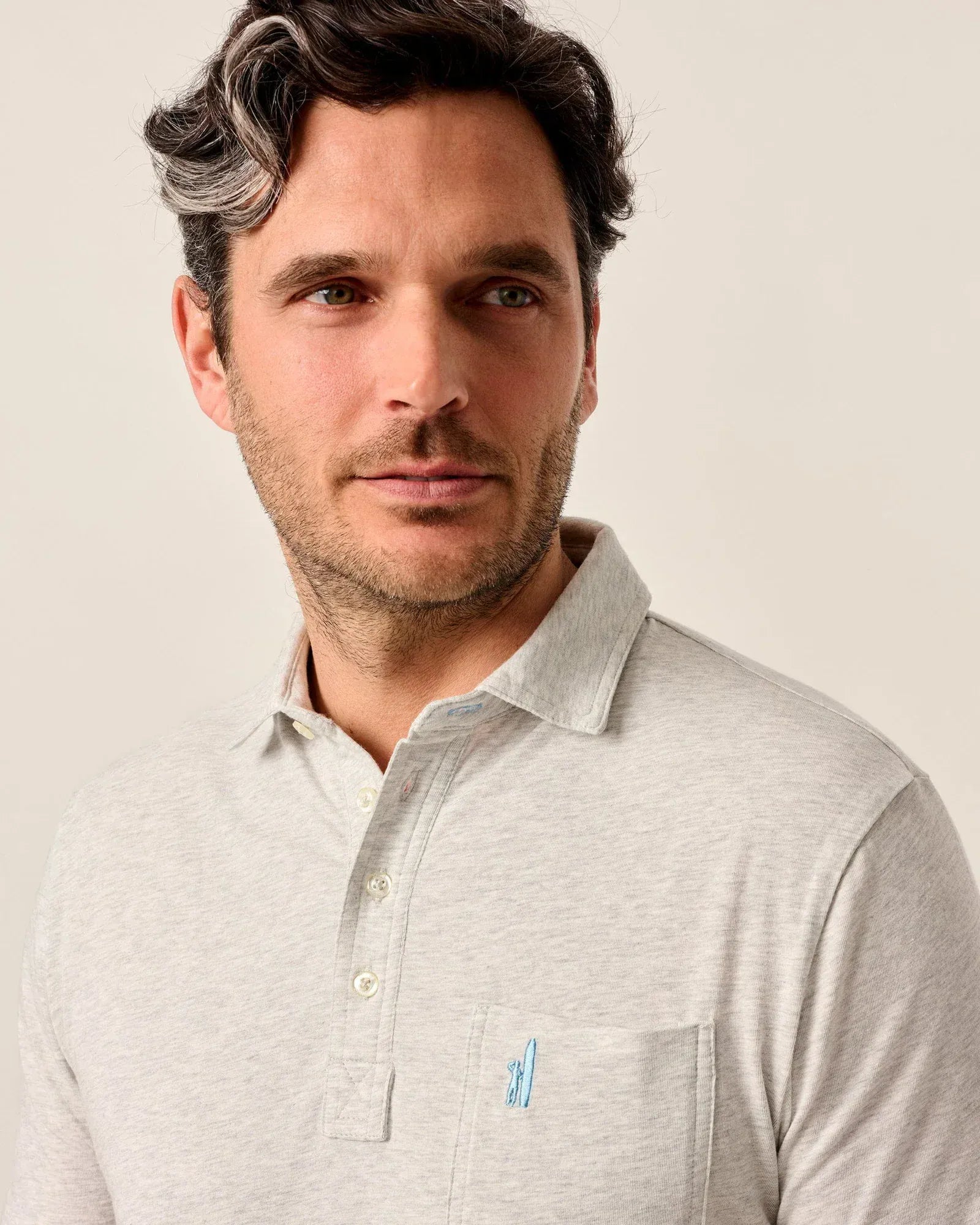 Johnnie-O Polos Original 4-Button Polo in Heather Grey