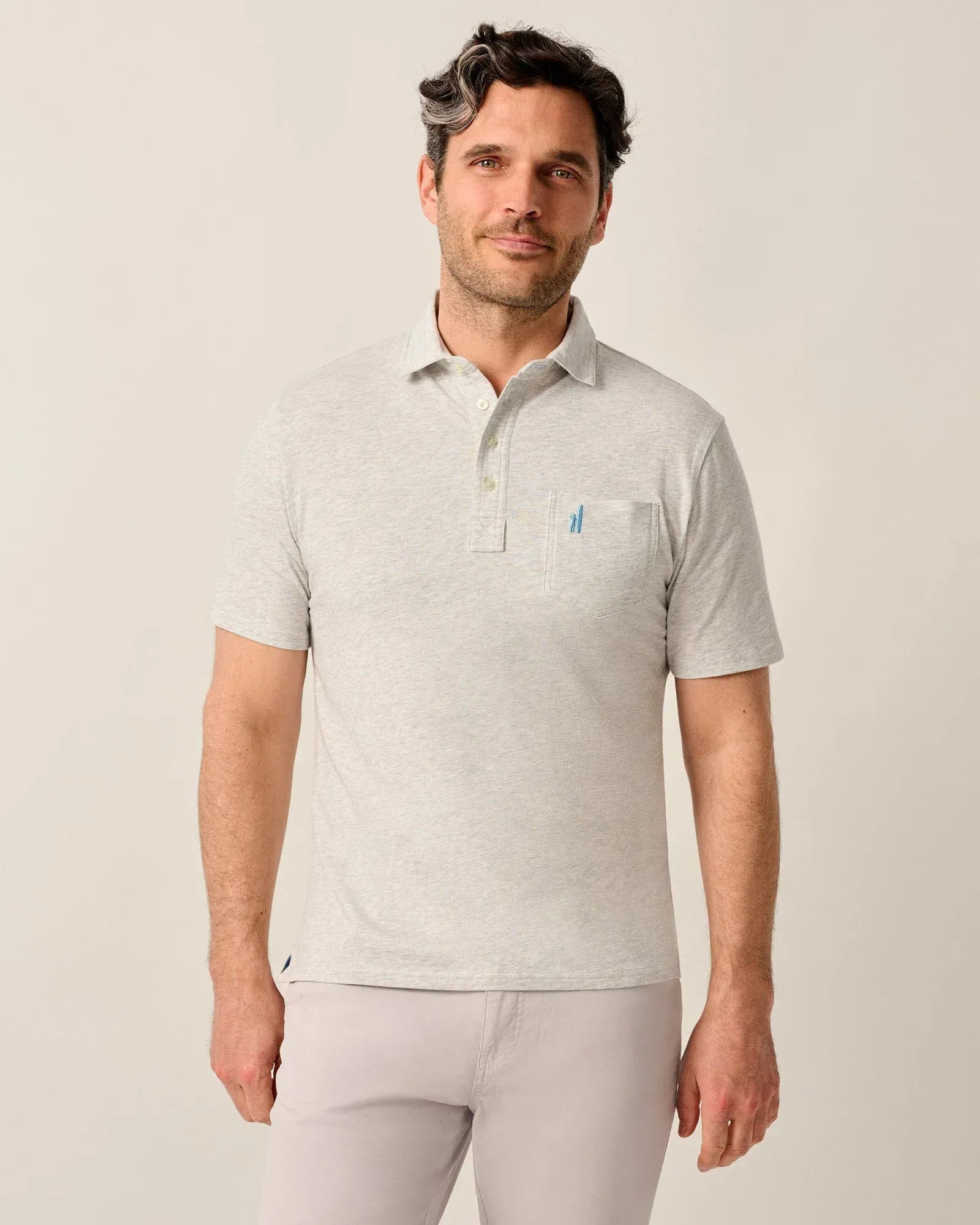 Johnnie-O Polos Original 4-Button Polo in Heather Grey