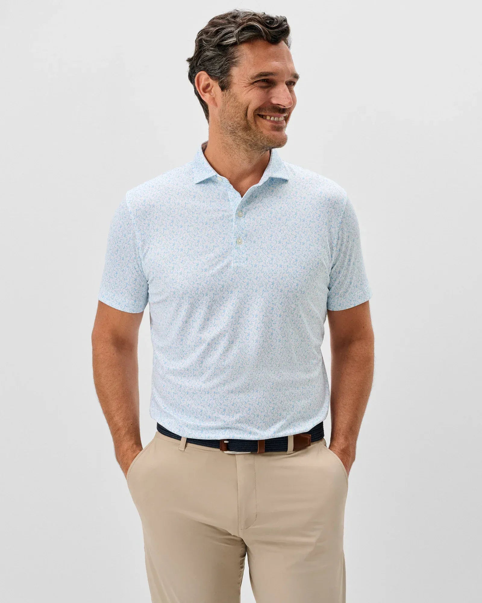 Johnnie-O Polos Performance Jersey Polo in Beach Break