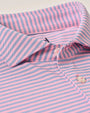 Johnnie O Polos Performance Mesh Polo - Stetson Stripe in Azalea
