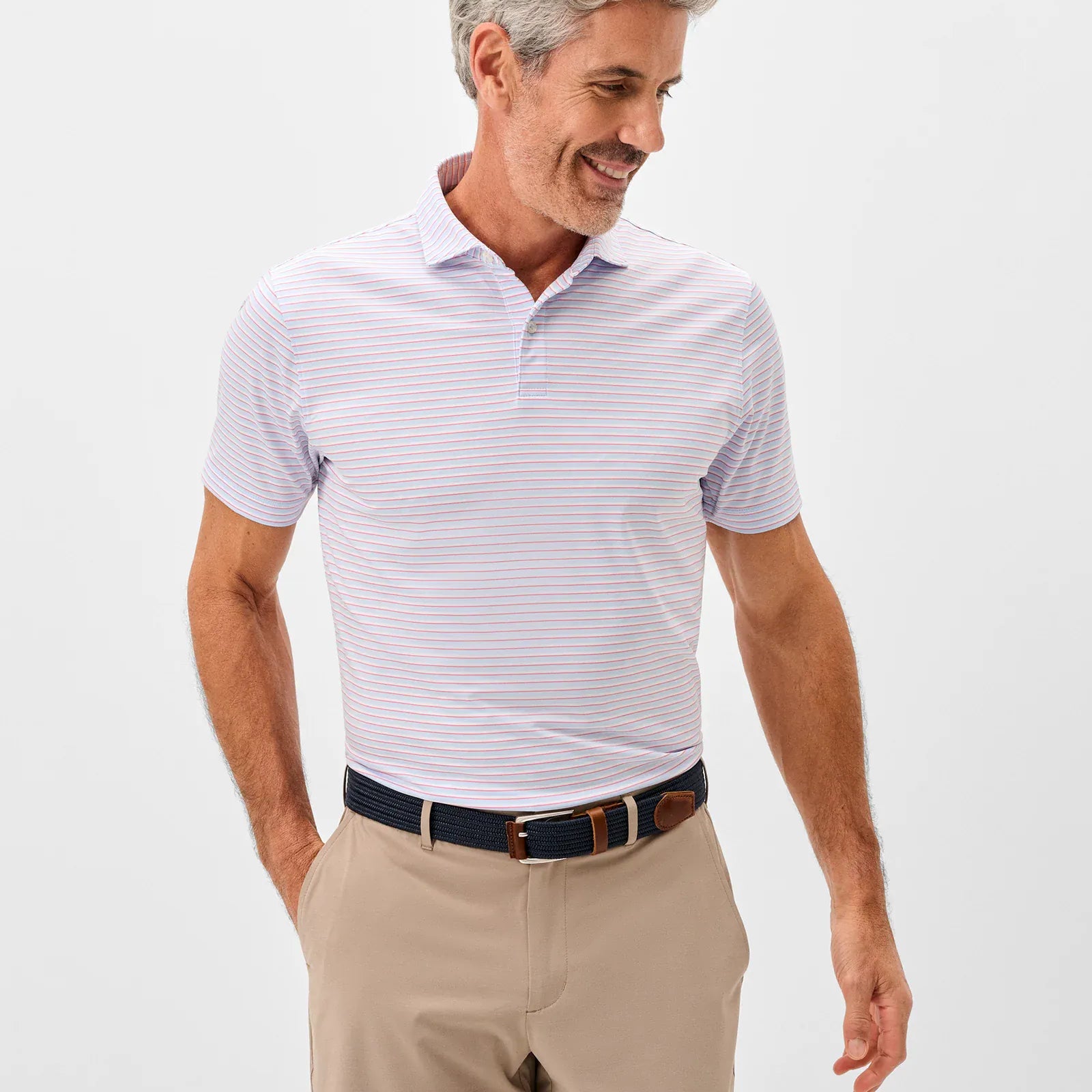 Johnnie-O Polos Rez Stripe Performance Jersey Polo in Kona