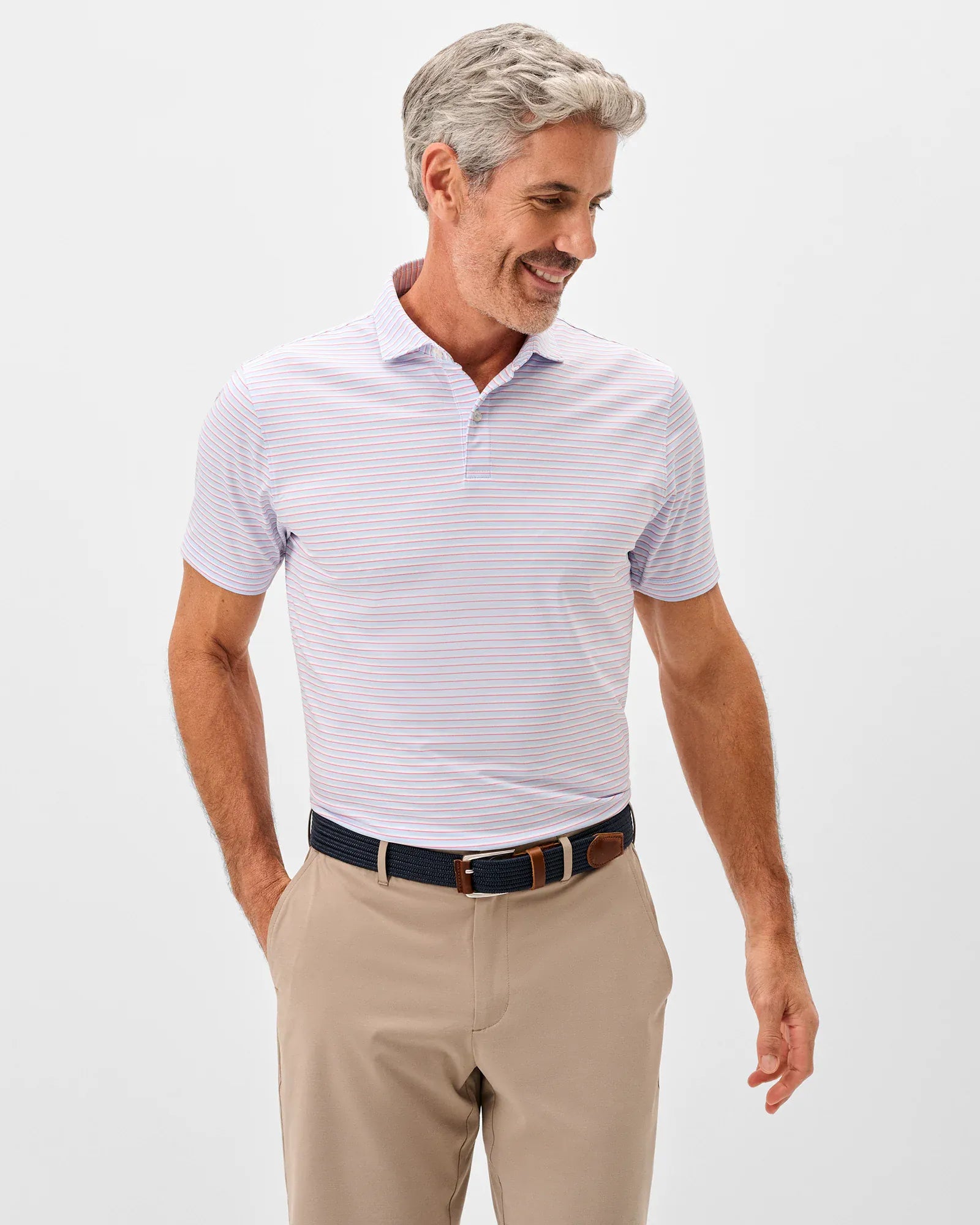 Johnnie-O Polos Rez Stripe Performance Jersey Polo in Kona