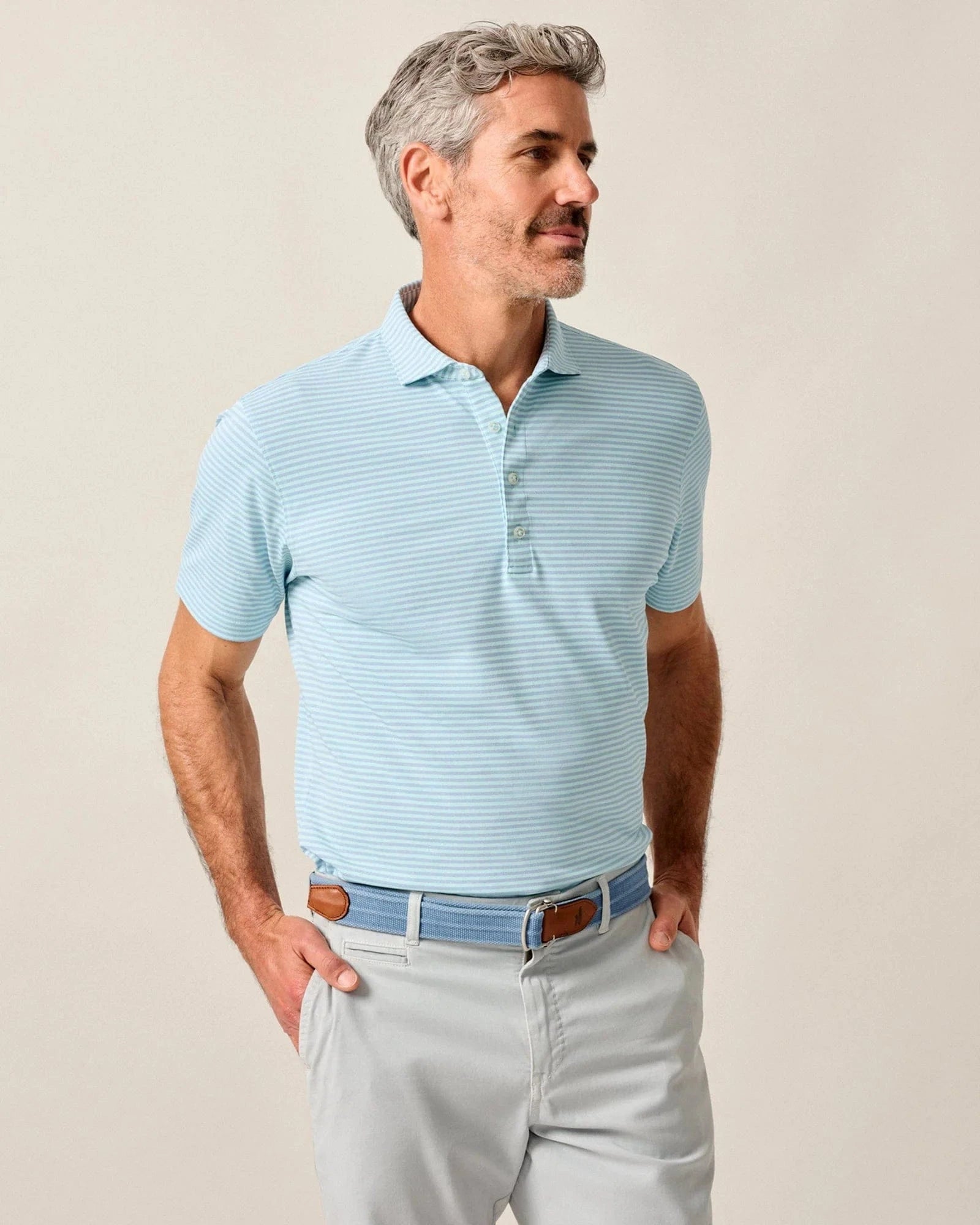 Johnnie-O Polos TIDE / S Performance Mesh Polo - Stetson Stripe