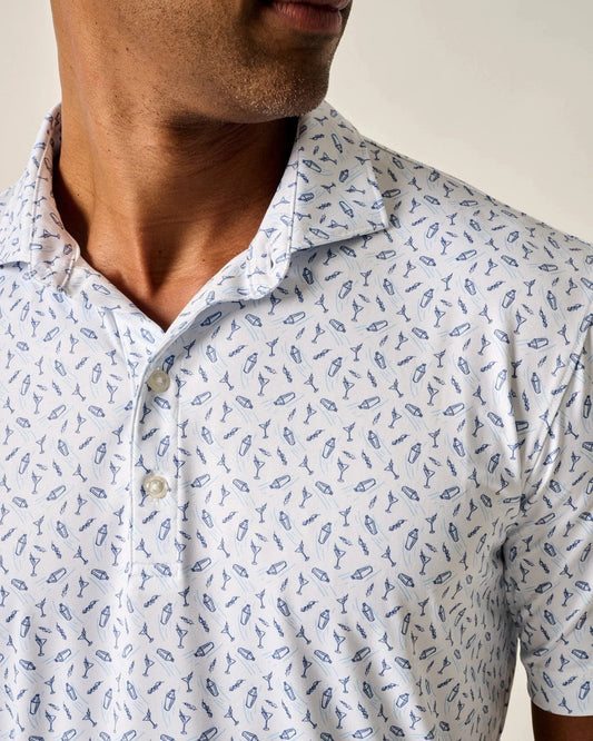 Johnnie O Polos Tini Print Featherweight Polo - Lake