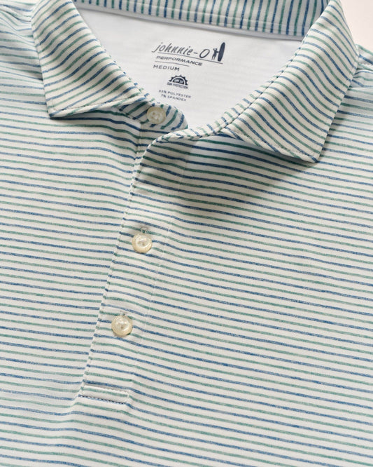 Johnnie O Polos Vik Stripe Performance Jersey Polo - Barrels Blue