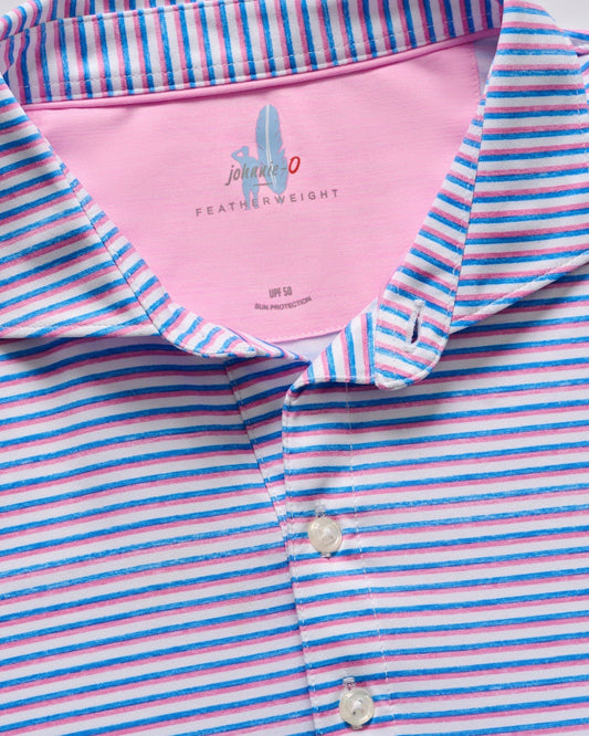 Johnnie O Polos Warwick Stripe Featherweight Polo - Porto Pink