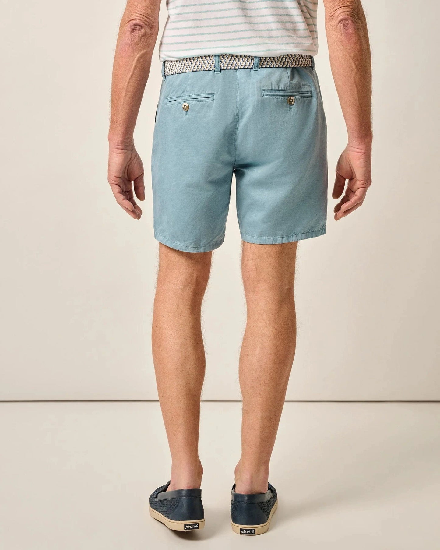 Johnnie O Shorts Melrose Cotton Linen Shorts 7" - Mid Blue