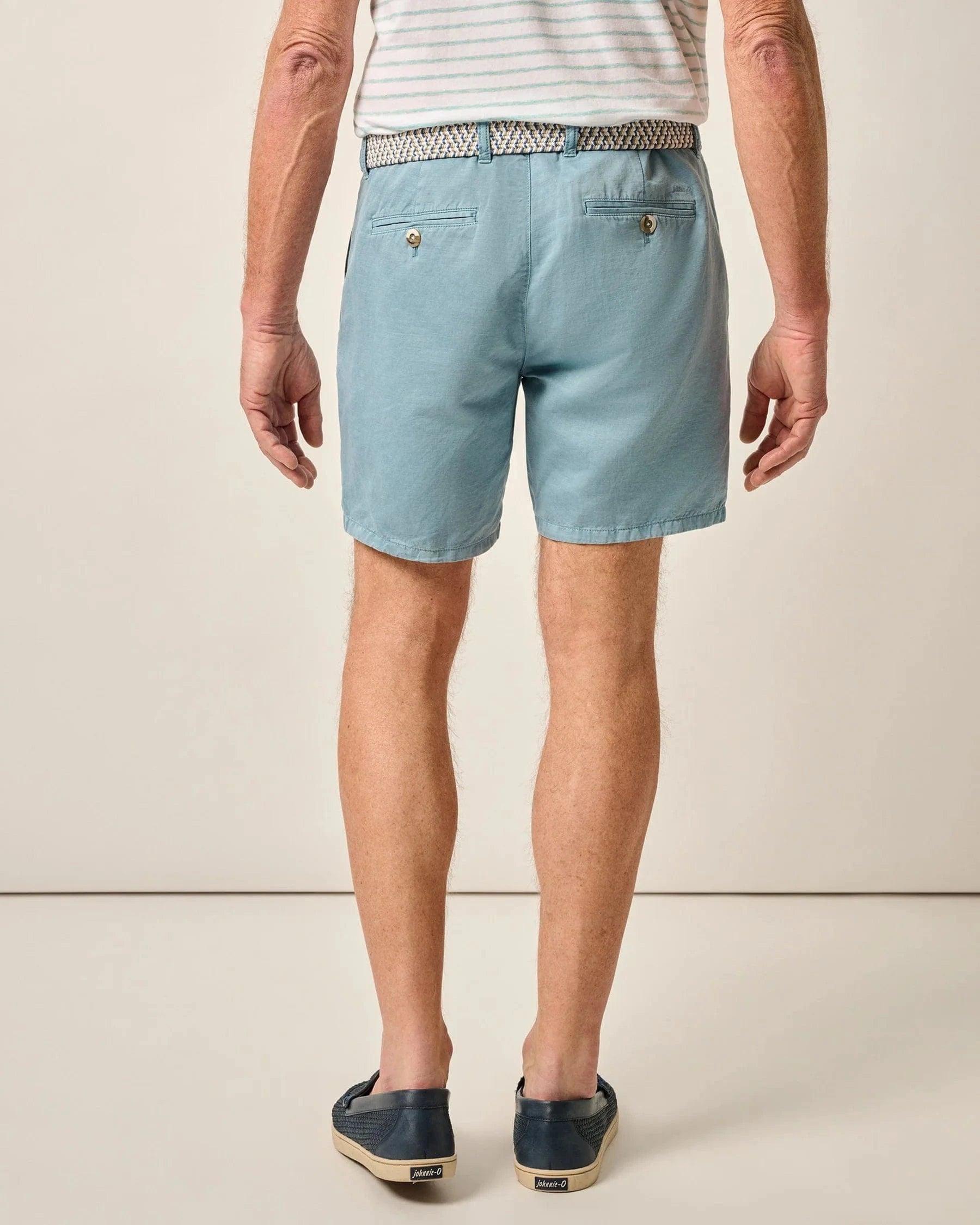 Johnnie O Shorts Melrose Cotton Linen Shorts 7" - Mid Blue