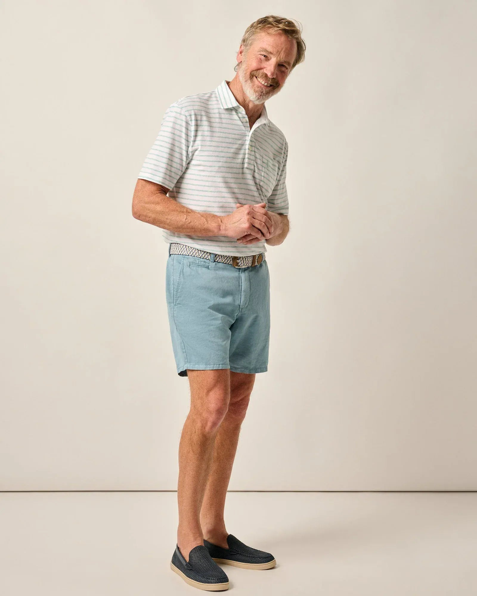 Johnnie-O Shorts Melrose Cotton Linen Shorts in Mid Blue