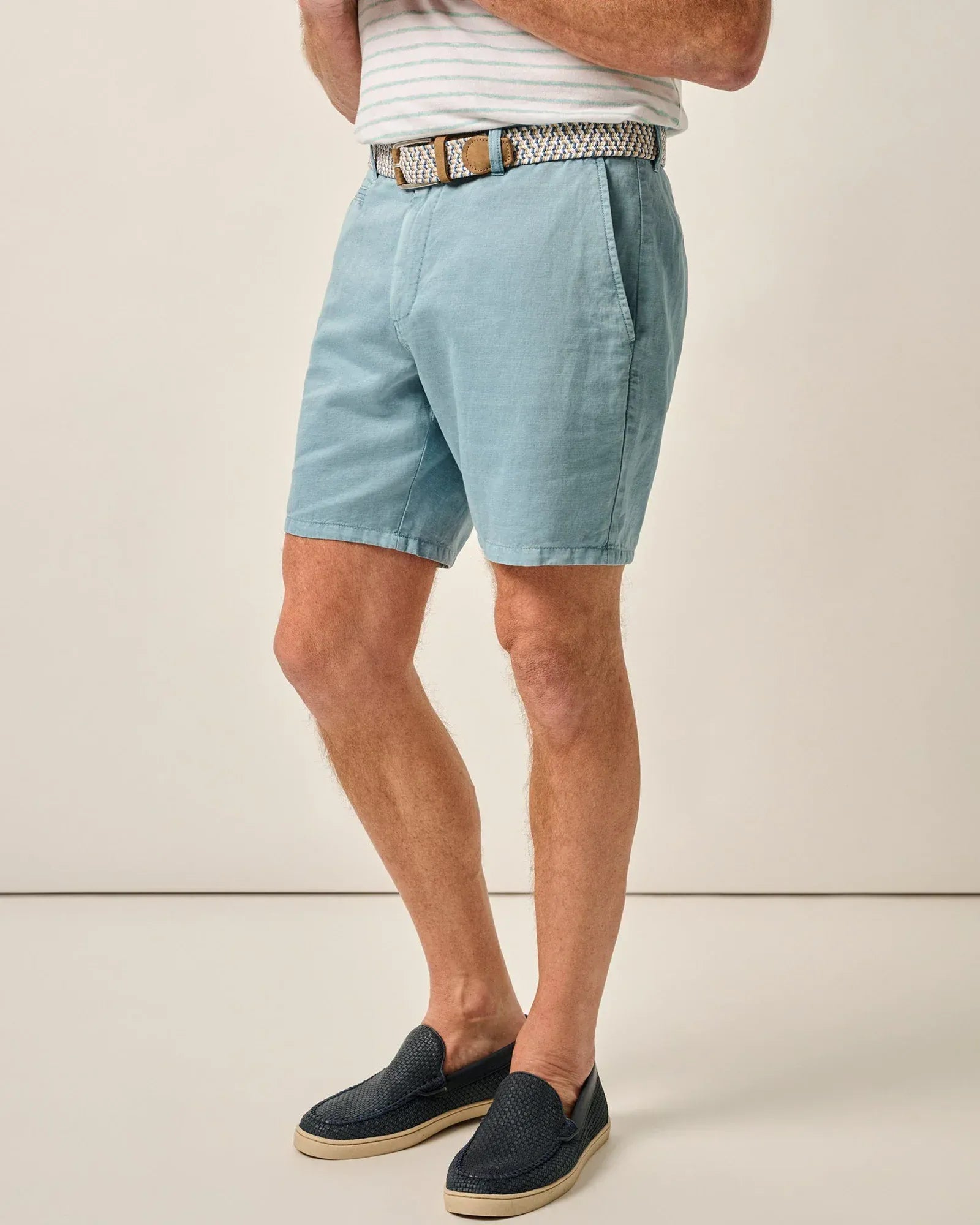 Johnnie-O Shorts Melrose Cotton Linen Shorts in Mid Blue