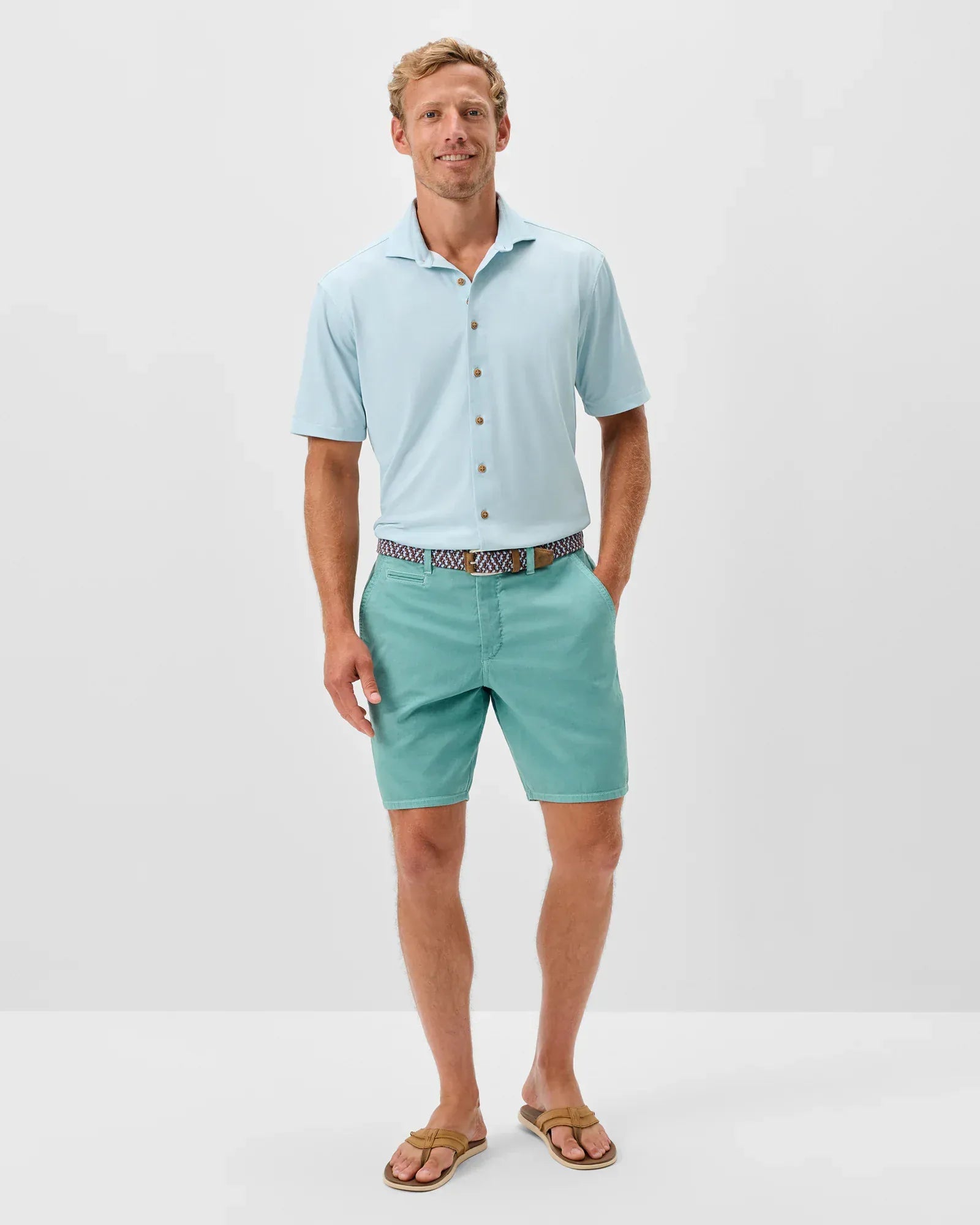 Johnnie-O Shorts Nassau Cotton Blend Shorts in Green Grass