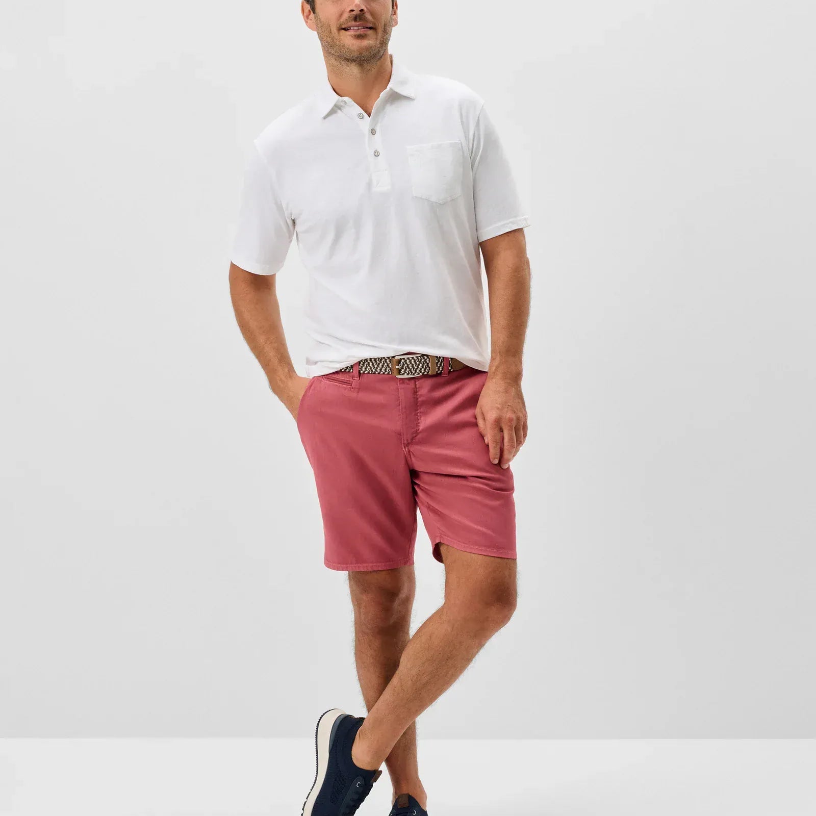 Johnnie-O Shorts Nassau Cotton Blend Shorts in Washed Red