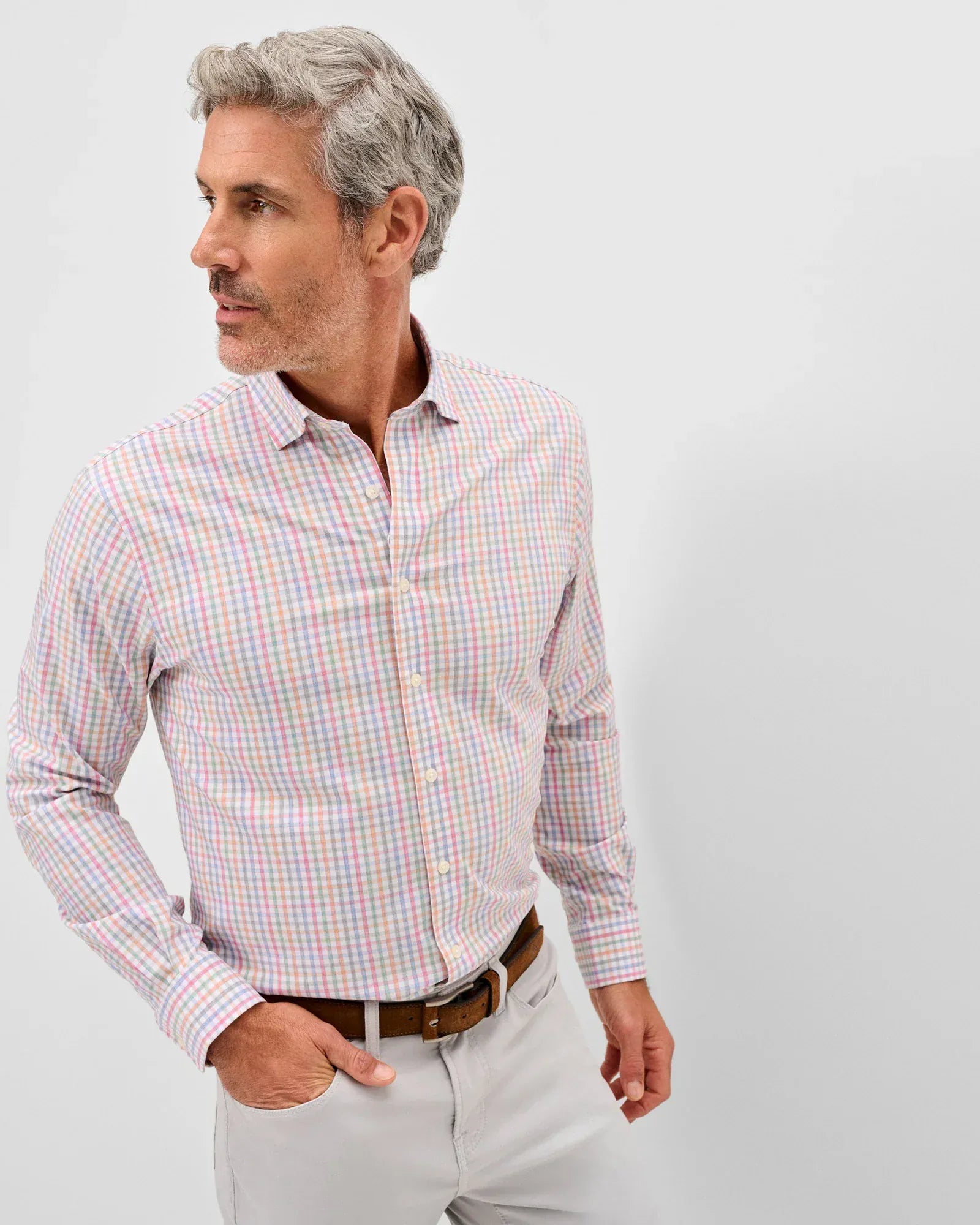 Johnnie-O Sport Shirts Albie Everyday Performance Button Down Shirt in White