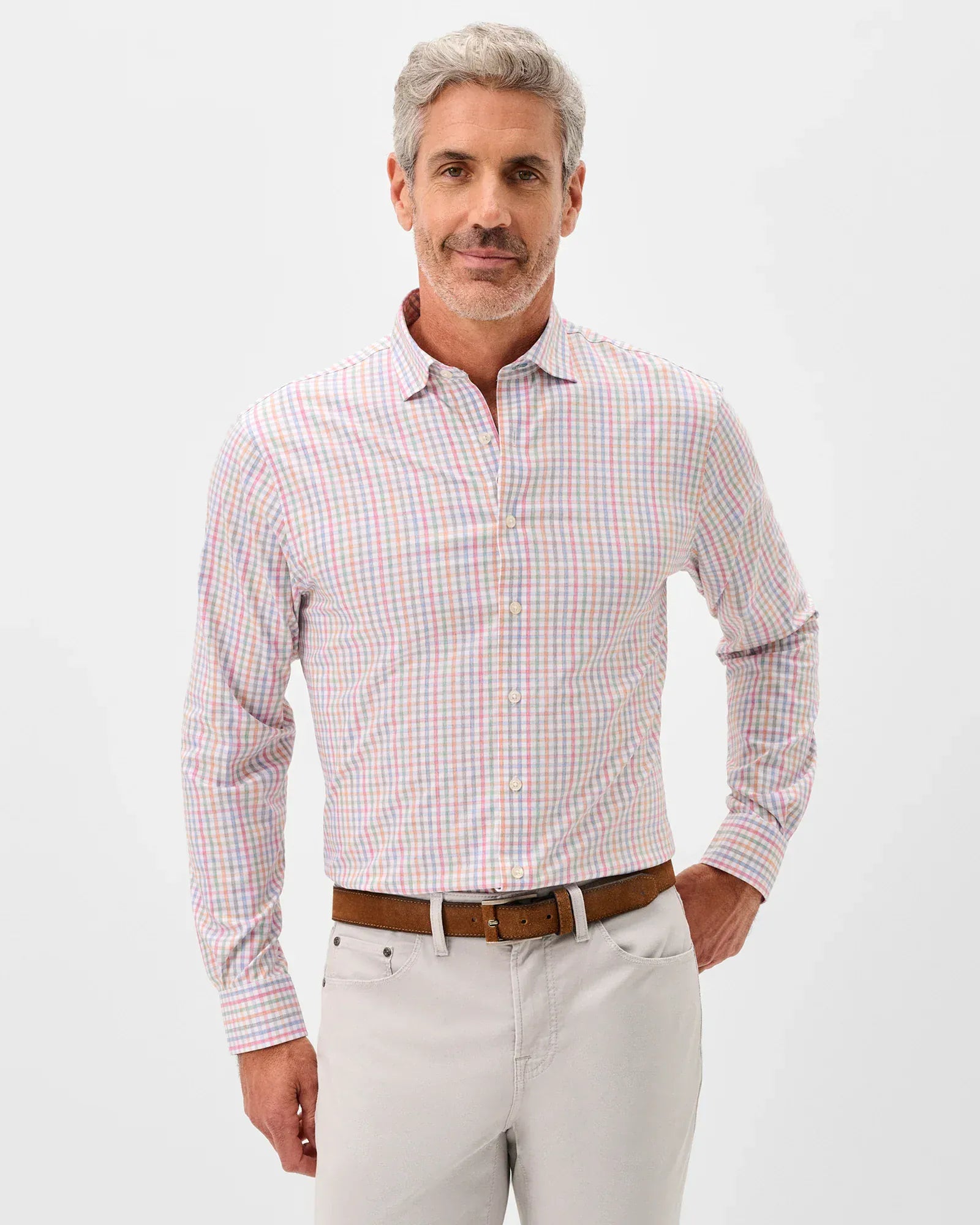 Johnnie-O Sport Shirts Albie Everyday Performance Button Down Shirt in White
