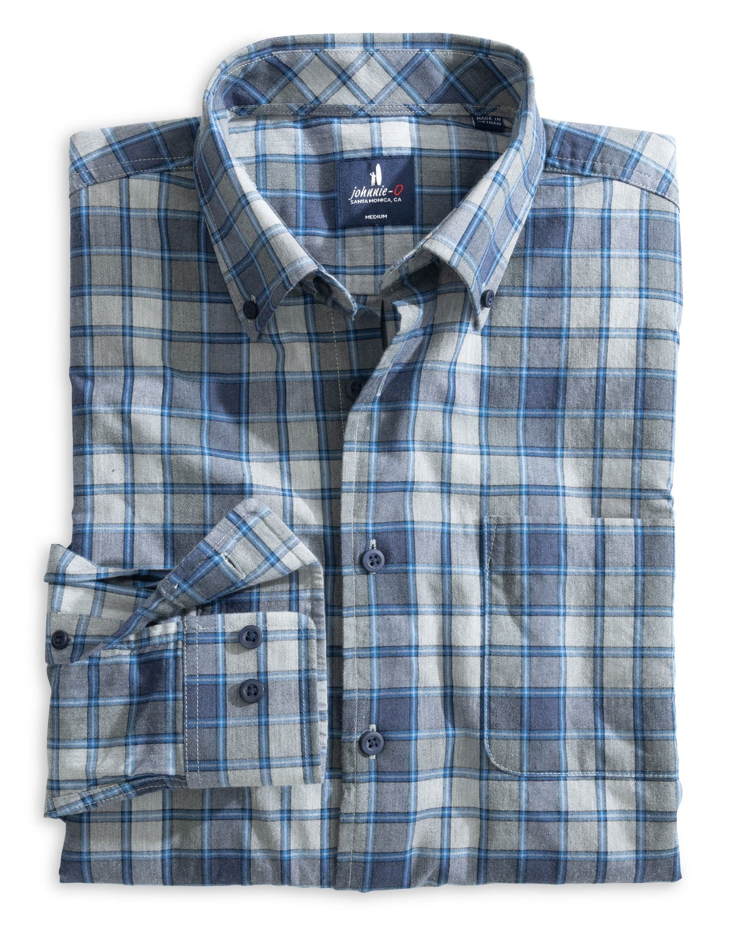 Johnnie O Sport Shirts Benjamin Tucked Cotton Blend Button Up Shirt - Heather Gray