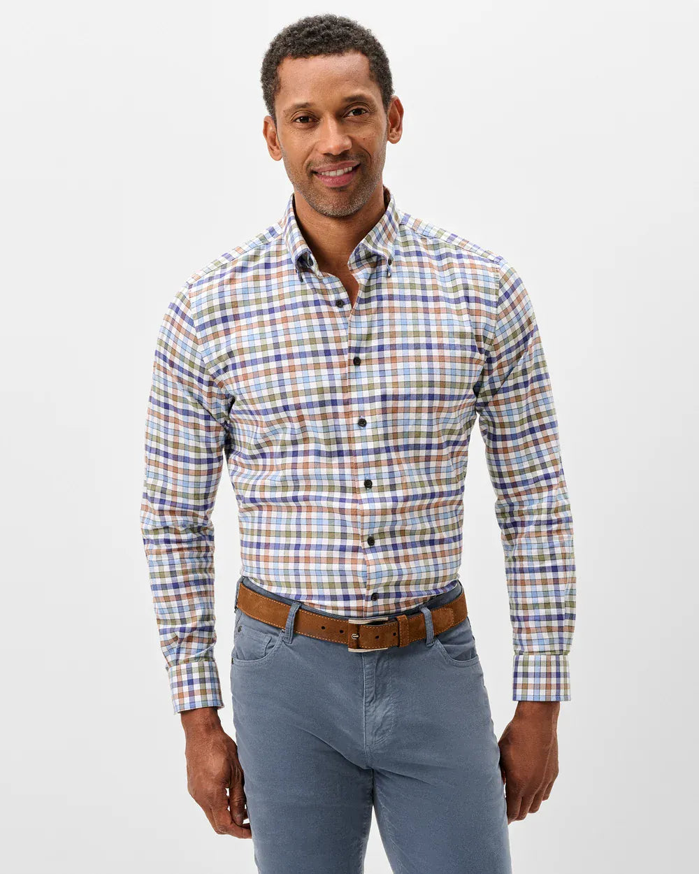 Johnnie-O Sport Shirts Cedar Check Performance Flannel Button Down Shirt