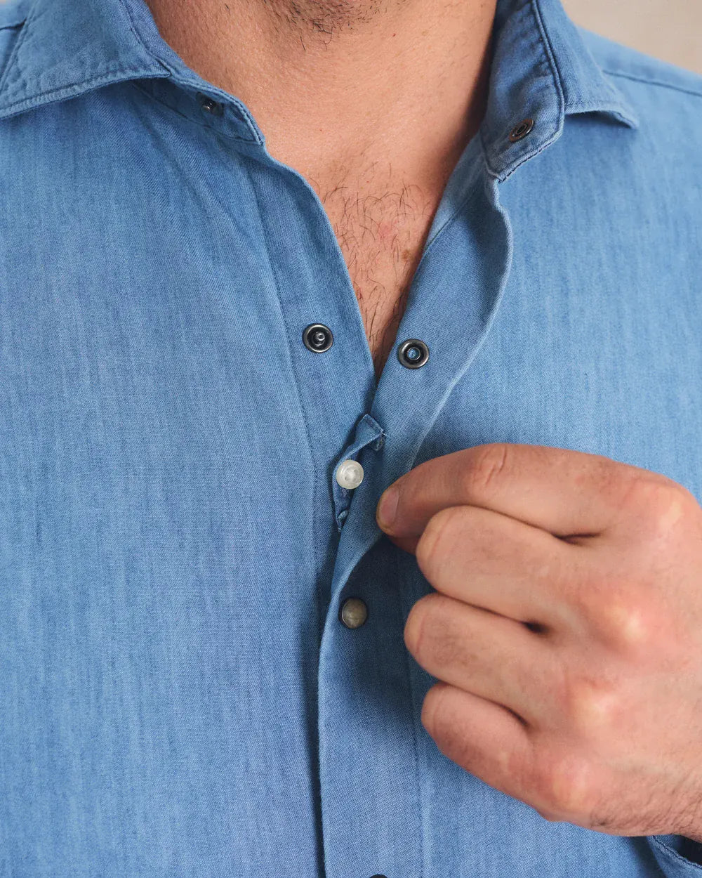 Johnnie-O Sport Shirts Chambray Snap Top Shelf Button Down