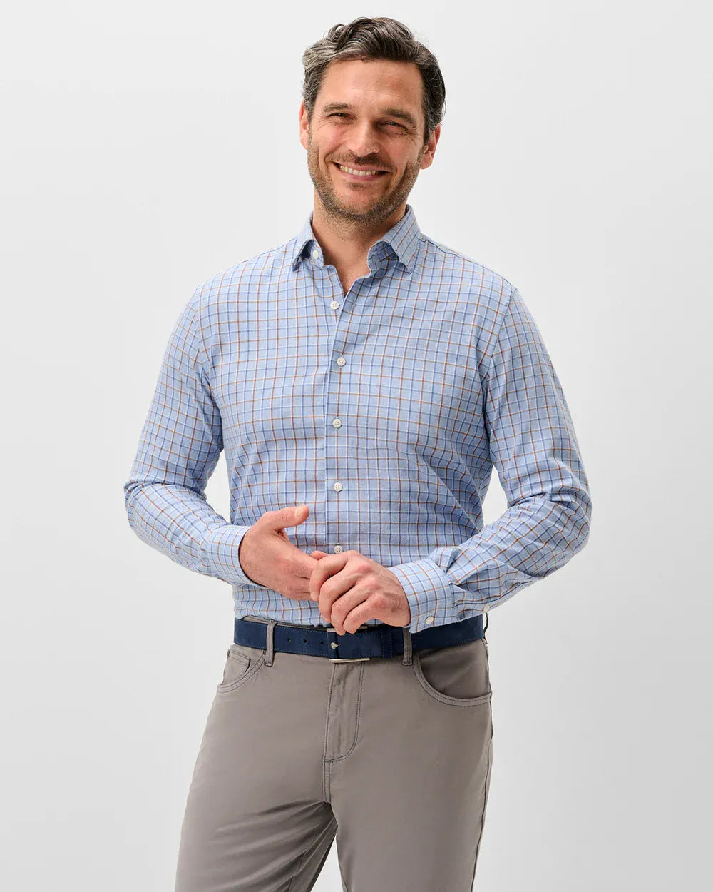 Johnnie-O Sport Shirts Chestnut Pane Natural Performance Button Down Shirt