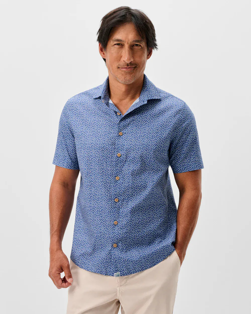 Johnnie-O Sport Shirts Cotton Blend Short Sleeve Button Down Shirt