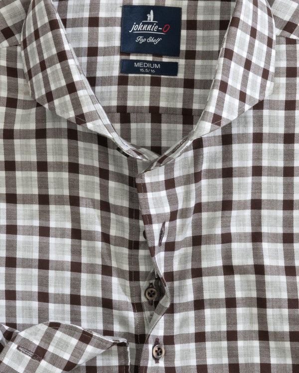 Johnnie O Sport Shirts Davie Top Shelf Button Up Shirt - Coffee