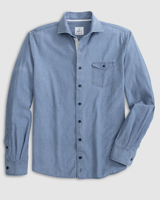 Johnnie O Sport Shirts Hancock Hangin' Out Linen Button Up Shirt - Wake