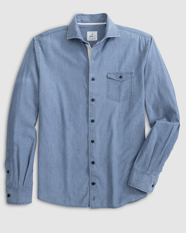 Johnnie O Sport Shirts Hancock Hangin' Out Linen Button Up Shirt - Wake